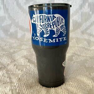 Ozark Trail Double Wall Stainless Tumbler, Grey Powder Coat with Travel Stickers